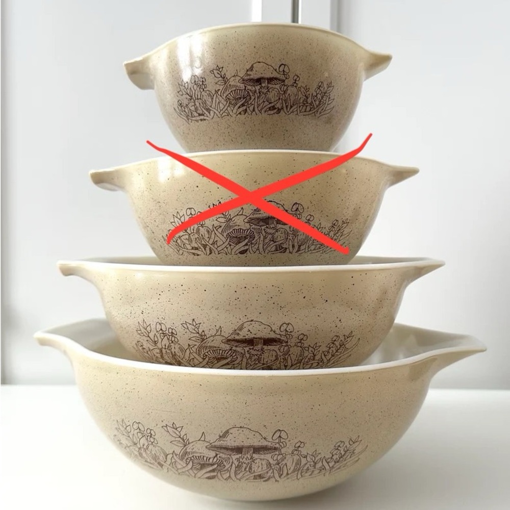 Vintage Pyrex Bowl Set Forest Fancies Mushroom Woodland